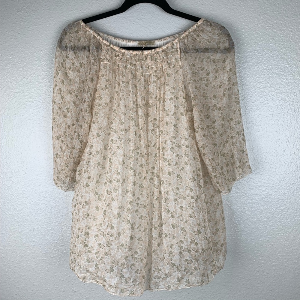 Guisy 100% Silk Italian Floral Blouse Sz S